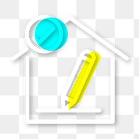 Homeschooling icon png sticker, line art graphic, transparent background