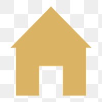 Home icon png sticker, gold flat graphic, transparent background