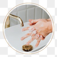 Hand washing badge png sticker, Covid-19 prevention, transparent background