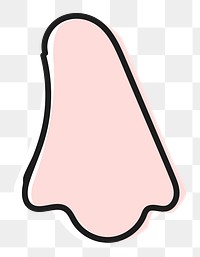 Human nose png sticker, doodle on transparent background