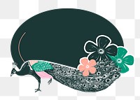 Peacock badge png vintage sticker, transparent background