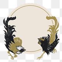 Chickens badge png vintage sticker, transparent background