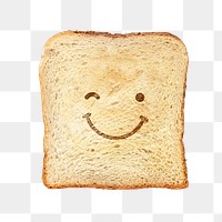 Toasted bread png, facial expression on a food in transparent background