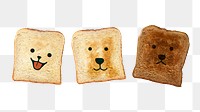 Cute png toasts, puppy face in transparent background