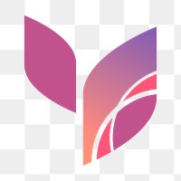 Purple leaf png logo element, transparent background