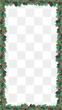 PNG holly berry frame, Christmas sticker, transparent background