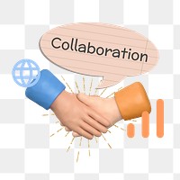 Collaboration png word sticker typography, transparent background