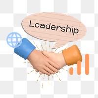 Leadership png word sticker typography, transparent background