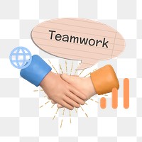 Teamwork png word sticker typography, transparent background