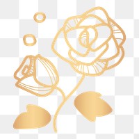 Gold rose png doodle sticker, transparent background