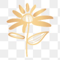 Gold flower png doodle sticker, transparent background