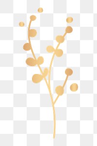 Gold leaf png doodle sticker, transparent background