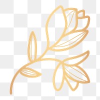 Golden flower png doodle sticker, transparent background