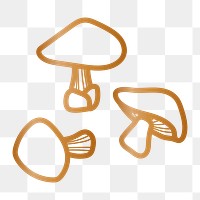 Gold mushroom png doodle sticker, transparent background