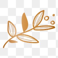 Gold leaf png doodle sticker, transparent background