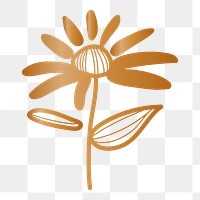 Gold flower png doodle sticker, transparent background