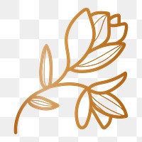 Gold flower png doodle sticker, transparent background