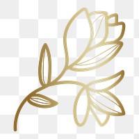 Golden flower png doodle sticker, transparent background