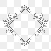 Floral frame png doodle sticker, transparent background