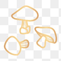 Golden mushroom png doodle sticker, transparent background