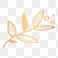 Gold leaf png doodle sticker, transparent background