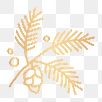 Gold conifer cone png doodle sticker, transparent background