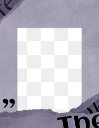 Purple frame png ripped paper border sticker, transparent background