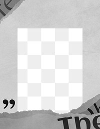 Gray frame png torn paper border sticker, transparent background