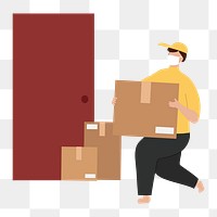 Man png delivering parcel boxes illustration, transparent background