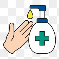 Hand using sanitizer png sticker, COVID-19 prevention graphic, transparent background