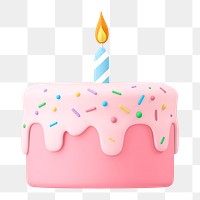 Birthday cake png sticker, 3D rendering, transparent background