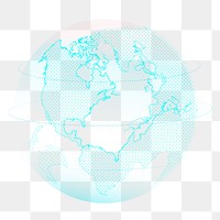 Blue globe png digital connection sticker, transparent background