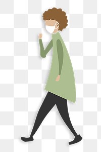 Woman wearing mask png sticker, Covid-19 graphic, transparent background