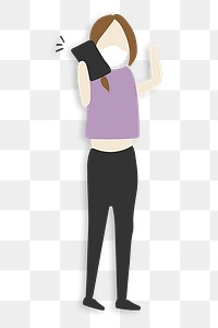 Woman taking png sticker the phone cartoon, transparent background