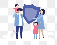 Family insurance png sticker, flat graphic, transparent background