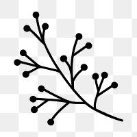 Black flower png branch sticker, transparent background