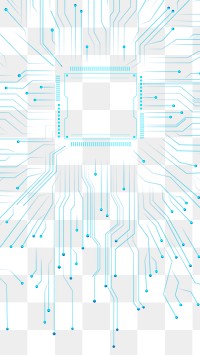 Digital connection png blue circuit board sticker, transparent background