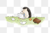 Businessman hedgehog png illustration sticker, transparent background
