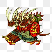 Vintage warrior png  illustration, transparent background. Free public domain CC0 image.