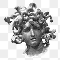 Medusa Greek mythology png sticker, transparent background. Free public domain CC0 image.