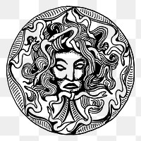 Medusa badge png sticker, transparent background. Free public domain CC0 image.