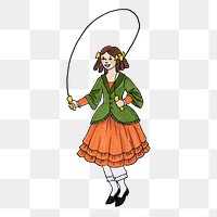 Skipping rope girl png  illustration, transparent background. Free public domain CC0 image.