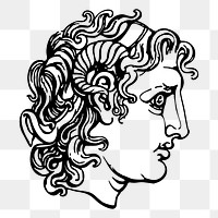 Greek marble head of man png sticker, transparent background. Free public domain CC0 image.