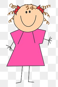 Cartoon girl png illustration, transparent background. Free public domain CC0 image.