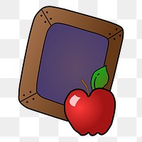 Chalkboard apple png illustration, transparent background. Free public domain CC0 image.