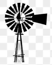 Windmill silhouette png illustration, transparent background. Free public domain CC0 image.