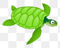 Green turtle png illustration, transparent background. Free public domain CC0 image.