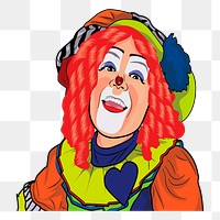 Female clown png illustration, transparent background. Free public domain CC0 image.