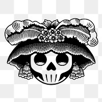 Mexican skull png illustration, transparent background. Free public domain CC0 image.