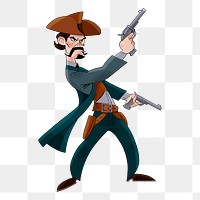 Cowboy gunslinger png illustration, transparent background. Free public domain CC0 image.